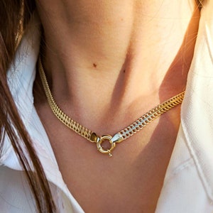 14K Gold Double Curb Vienna Chain, Choker Necklace, Bridesmaid Gifts, Minimalist Fine Jewelry, Chain For Women, Mothers Day Gifts For Her,