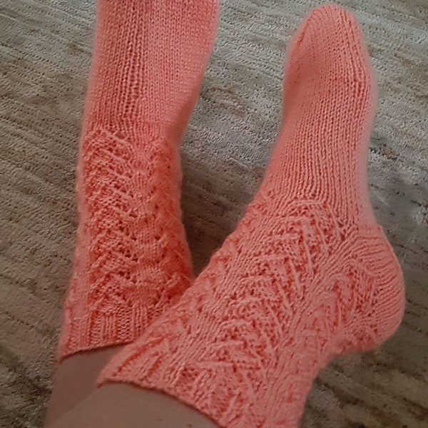 Hand knitted socks, Knitted lace socks, Christmas gifts,