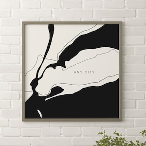 CUSTOM CITY Map, NEUTRAL art, Minimalist decor, Digital Downloadable Print image 1