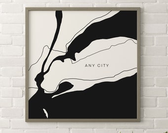 CUSTOM CITY MAP | any city | modern map | minimal design | line art | digital download