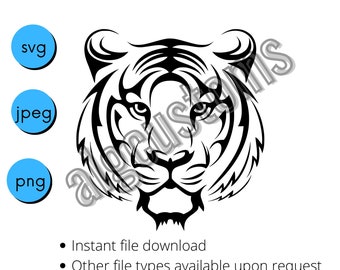 Tiger stencil cricut svg png jpg