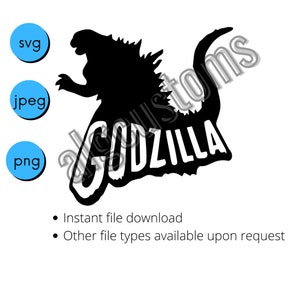 Godzilla text silhouette stencil cricut svg jpeg png