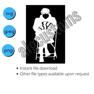 Bernie Sanders meme stencil cricut svg jpeg png