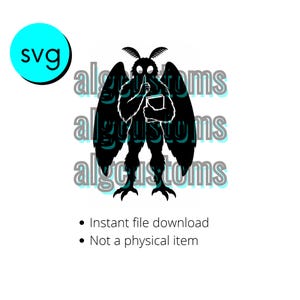 Bibliotecario Mothman SVG, diseño para amantes de los libros (Shhh), archivo de corte de silueta de críptido