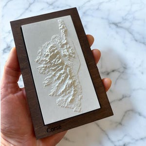 Les Imparfaits - Carte en Relief de l'Île Corse - Sculpture en Béton Clair - Topographie 3D - Souvenir & Cadeau Original de l'Île de Beauté