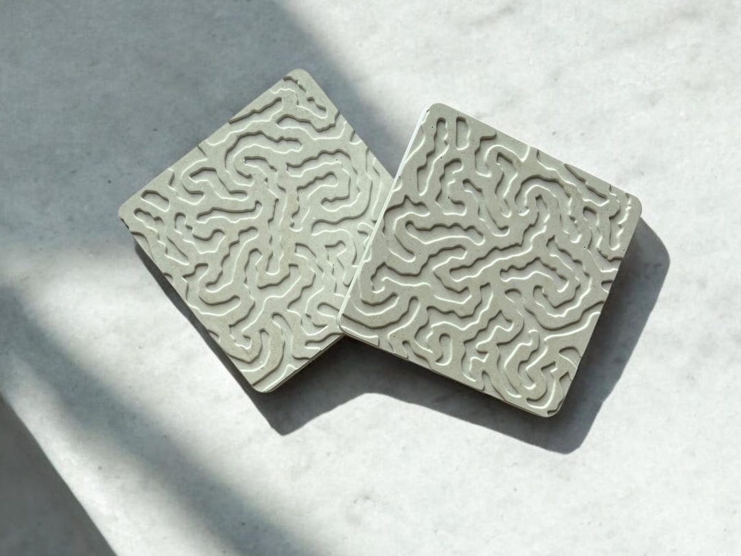 Square Coaster - Handcrafted in Light-colored Concrete - Vermiculated ...