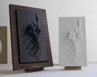The Imperfects – 3D Relief Map of Corsica – Concrete Sculpture – Topographic Island Art – Unique Souvenir & Gift from the “Île de Beauté”