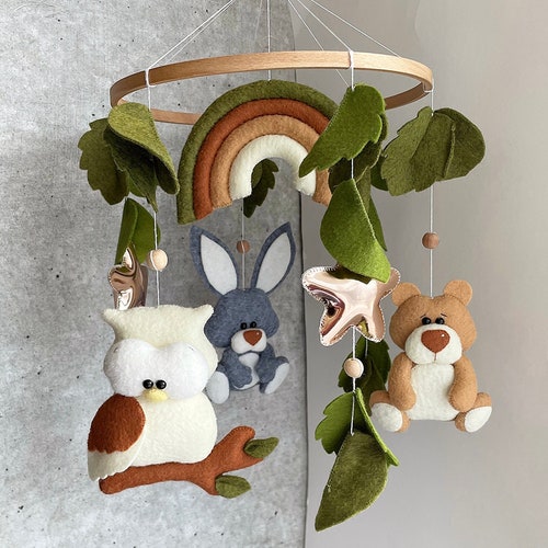 Woodland mobile, forest mobile, nursery mobile boy, crib mobile girl, woodland baby mobile, felt shops nursery decor,felt woodland mobile