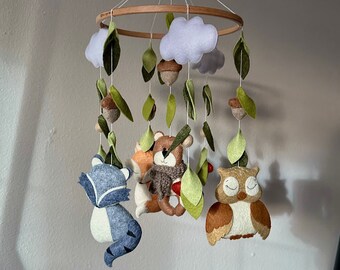 Felt Forest Baby Mobile: Woodland Crib Decor