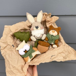 Set 5 toys, felt Christmas toy, felt Christmas ornaments, Christmas ornaments, Christmas gifts, Christmas gifts set, felt gift box,