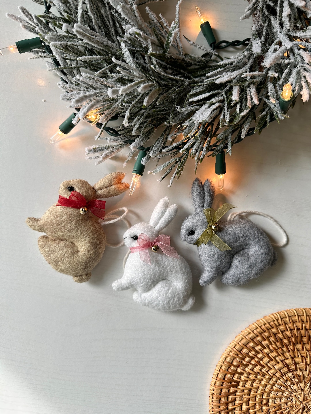 Felt Bunny Christmas Ornament: Handmade Holiday Decor - Etsy