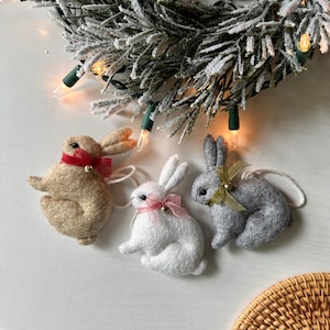 Felt bunny ornaments, Felt Christmas ornaments, Felt Christmas decorations, Bunny Christmas gift, Felt toys bunny, Felt symbol 2023