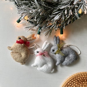 Felt Bunny Christmas Ornament: Handmade Holiday Decor