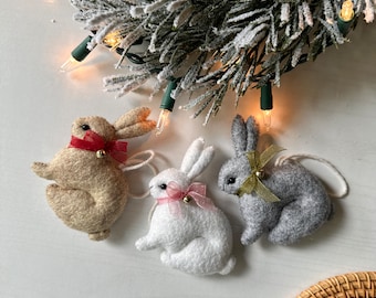 Felt Bunny Christmas Ornament: Handmade Holiday Decor