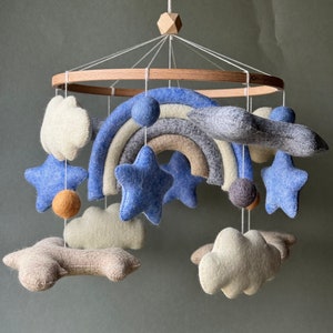 Felt Baby Mobile: Airplane, Cloud & Star Nursery Decor
