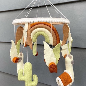Felt baby mobile, felt llama and cactus, felt mobile, nursery decor, llama mobile, felt llama mobile, felt mobile for crib