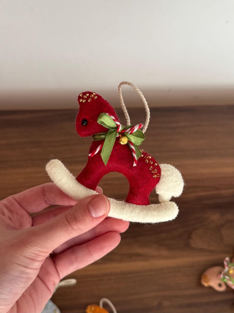 Handmade Felt Rocking Horse Ornament: Rustic Christmas Decoration - Etsy