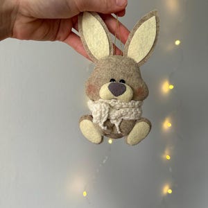 Felt rabbit, Christmas ornaments, Animals felt ornament for Christmas tree, Christmas tree toy, Christmas felt ornaments, felt gift box