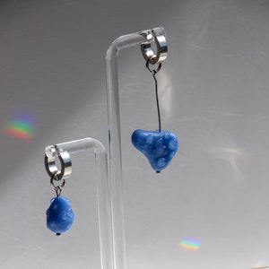 handcrafted polymer clay blob charms waterdrop look orchid blue