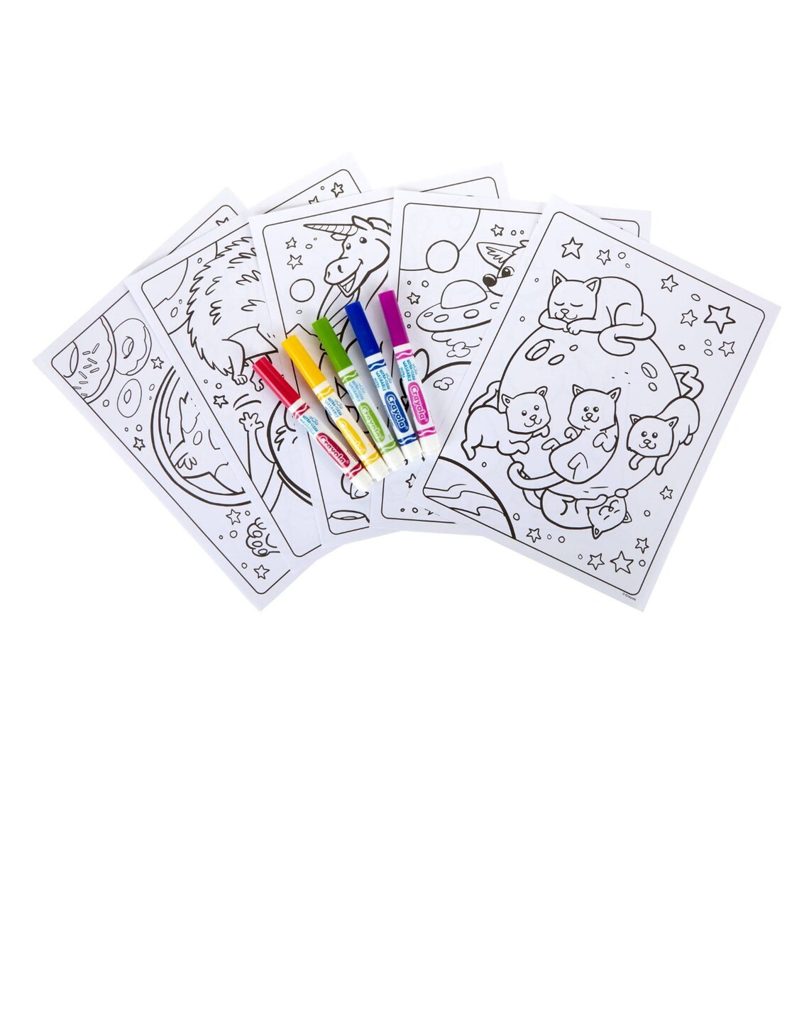 Crayola Coloring Pack Cosmic Cats With 30 Pages 5 Markers 2 Etsy