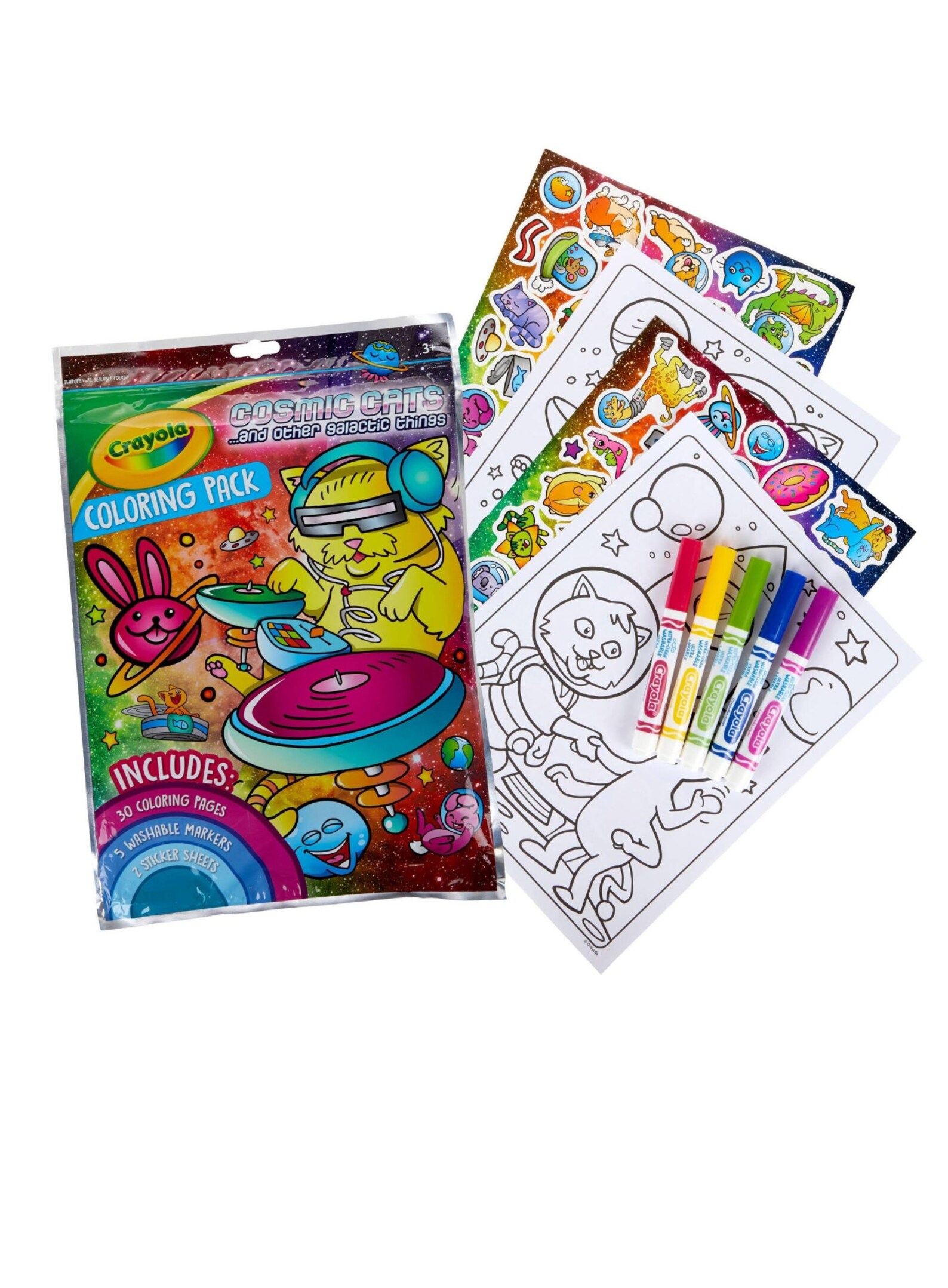 Crayola Coloring Pack Cosmic Cats With 30 Pages 5 Markers 2 | Etsy