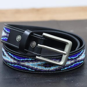 Bead Belt For Skirt, Belt For Women, Leather Beaded Belt, Regalia Belt, Pow Wow Party Belt, Personalized Name On Belt. Handmade Gift.