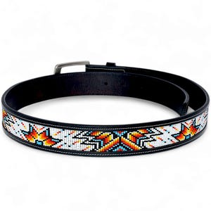 Women&#39;s Beaded Leather Belt, Handmade Western Cowgirl Belt, Festival Rodeo Accessory, Native Style, Custom Gift, Removable Buckle Belt.
