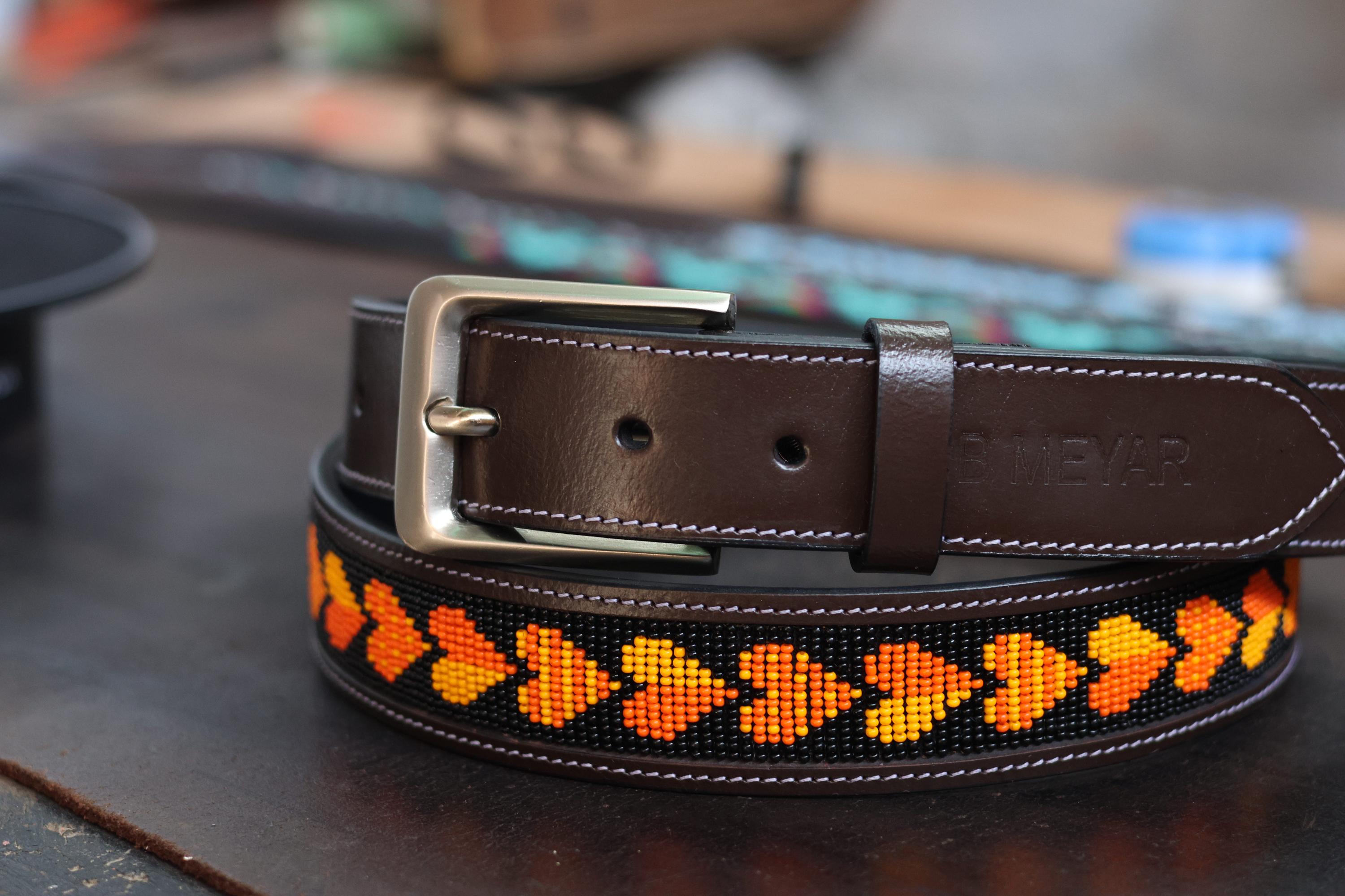 Colorful Beaded Black Leather Belt Buckle Vale Crystal Buckle Italian Leather Belt | Streets Ahead  main image 2