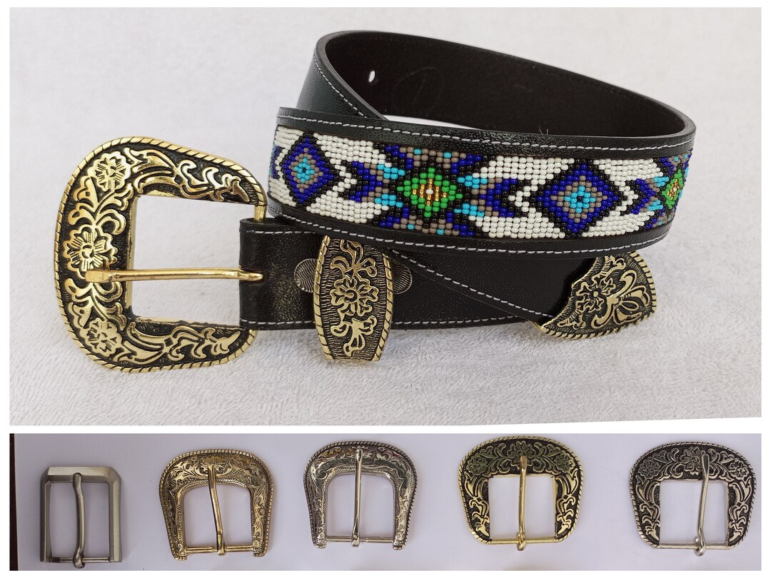 Native American Belt, Cowgirl Leather Belt, Embroidery Belt, Glass