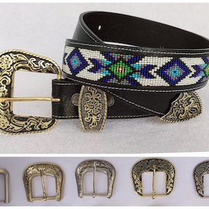 Genuine Leather Bead Belt For Men And Women, Personalized Belt, Removable Buckle Cowboy Belt, Aztec Belt, Pow Wow Party Belt, Regalia Belt.