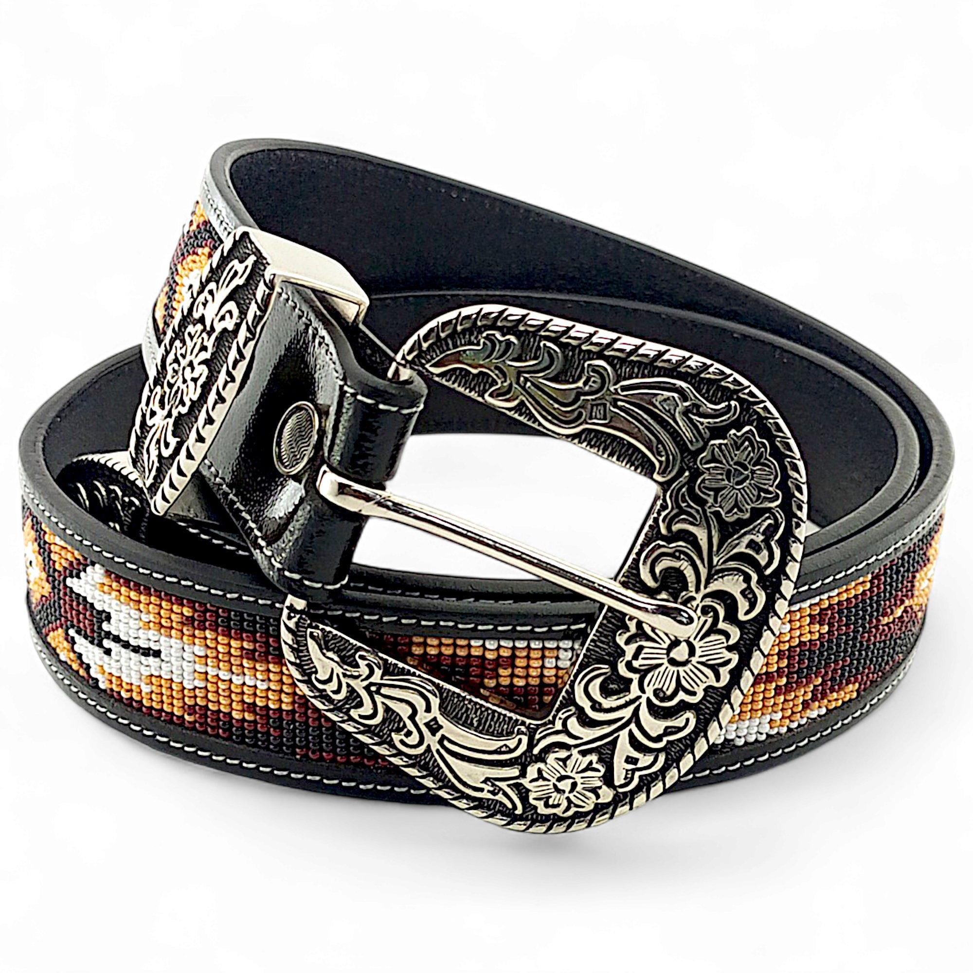 New,Never Worn Guido Angeloni Brass/ Leather w/Swarovski Crystals Belt Sz.L $200 New Gucci Black Leather Belt with Silver Double G Buckle no  main image 3