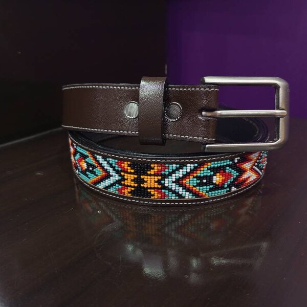 mens beaded belt