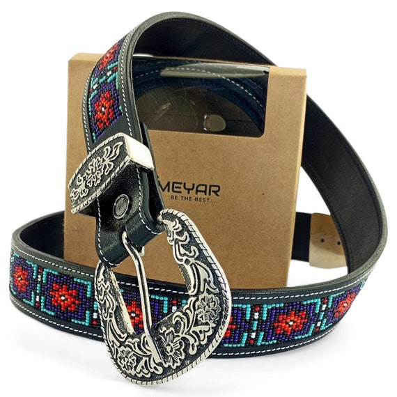 Beaded Belt for Women 1.3 Inch Wide — Purple, Black, Teel  display picture 2