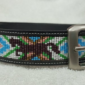 Horse Beaded Leather Belt, Western Cowboy Rodeo Belt, Handmade Equestrian Gift, Native Style Belt, Removable Buckle, Personalized Belt.