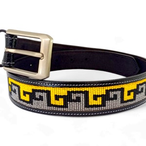 Leather Belt Removable Buckle, Personalized Name Gift, Western Beaded Belt, Aztec Belt, Cowboy Belt, Gift For Men And women