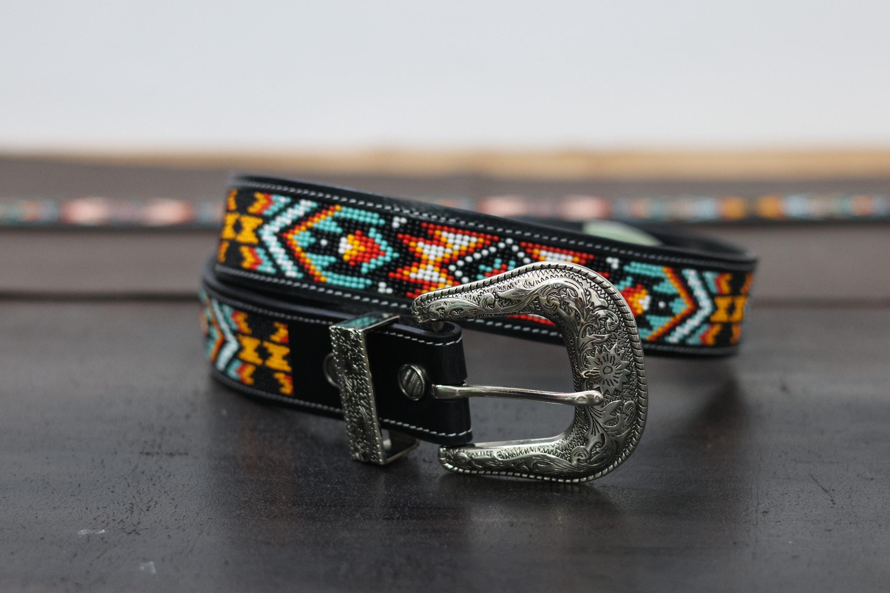 小物 SATANTA BEADS LEATHER BELT SATANTA BEADS LEATHER BELT Western Leather Beaded Belt - Etsy