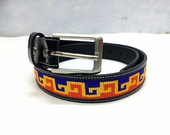 Western leather belt, with changeable accessory Bar H Equine Hand Tooled Genuine Leather Crafted Brown  main image 4
