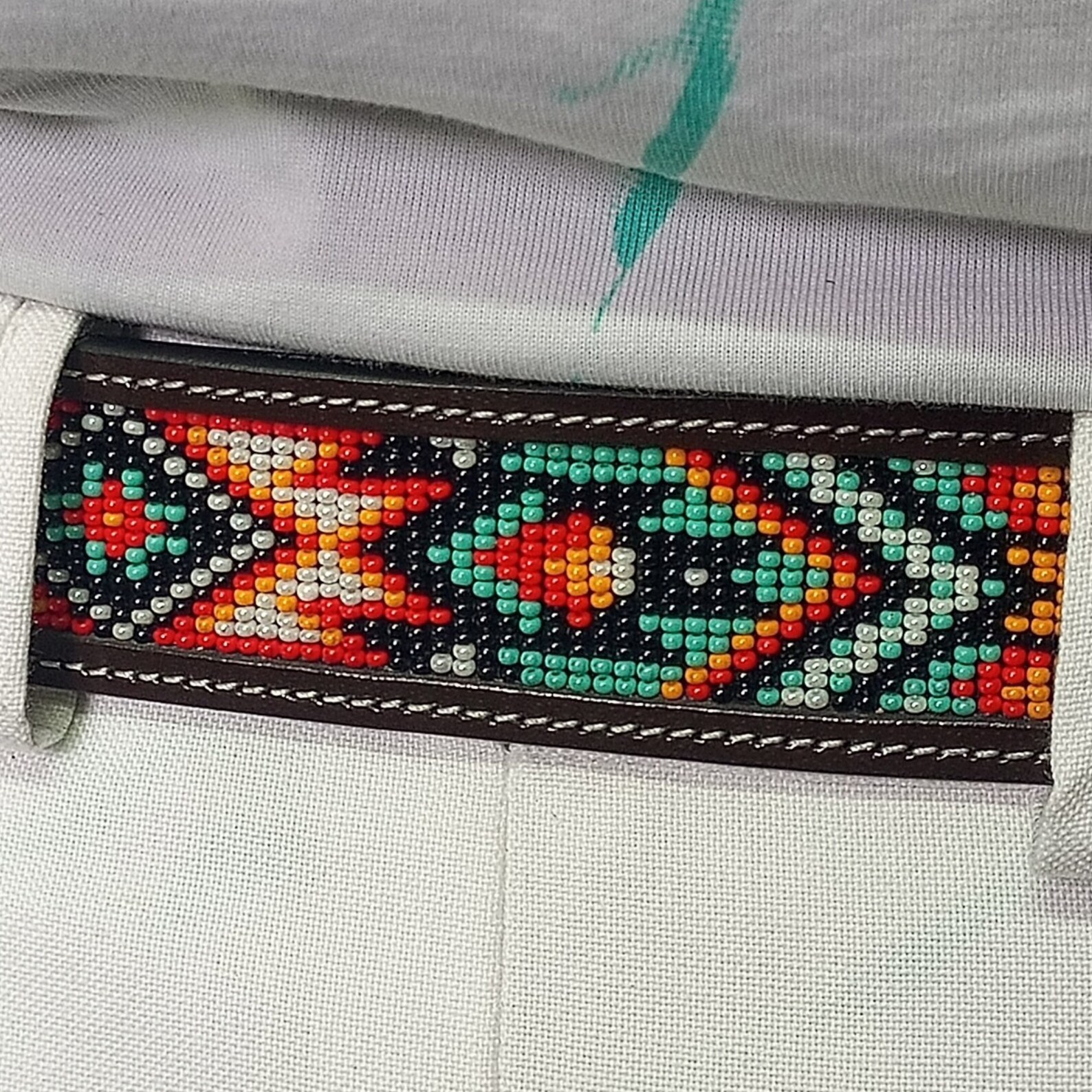 Beaded Leather Belt: Aztec Cowboy Style | Unisex Beadwork | Western ...