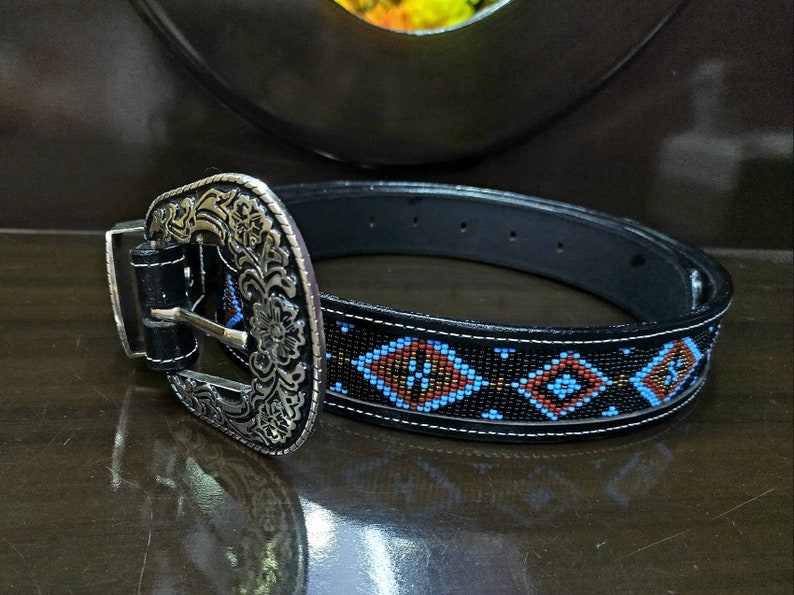 Custom Handmade Belt Genuine Leather Bead Belt Best Women Gift Black Belt Vintage Cowgirl Belt