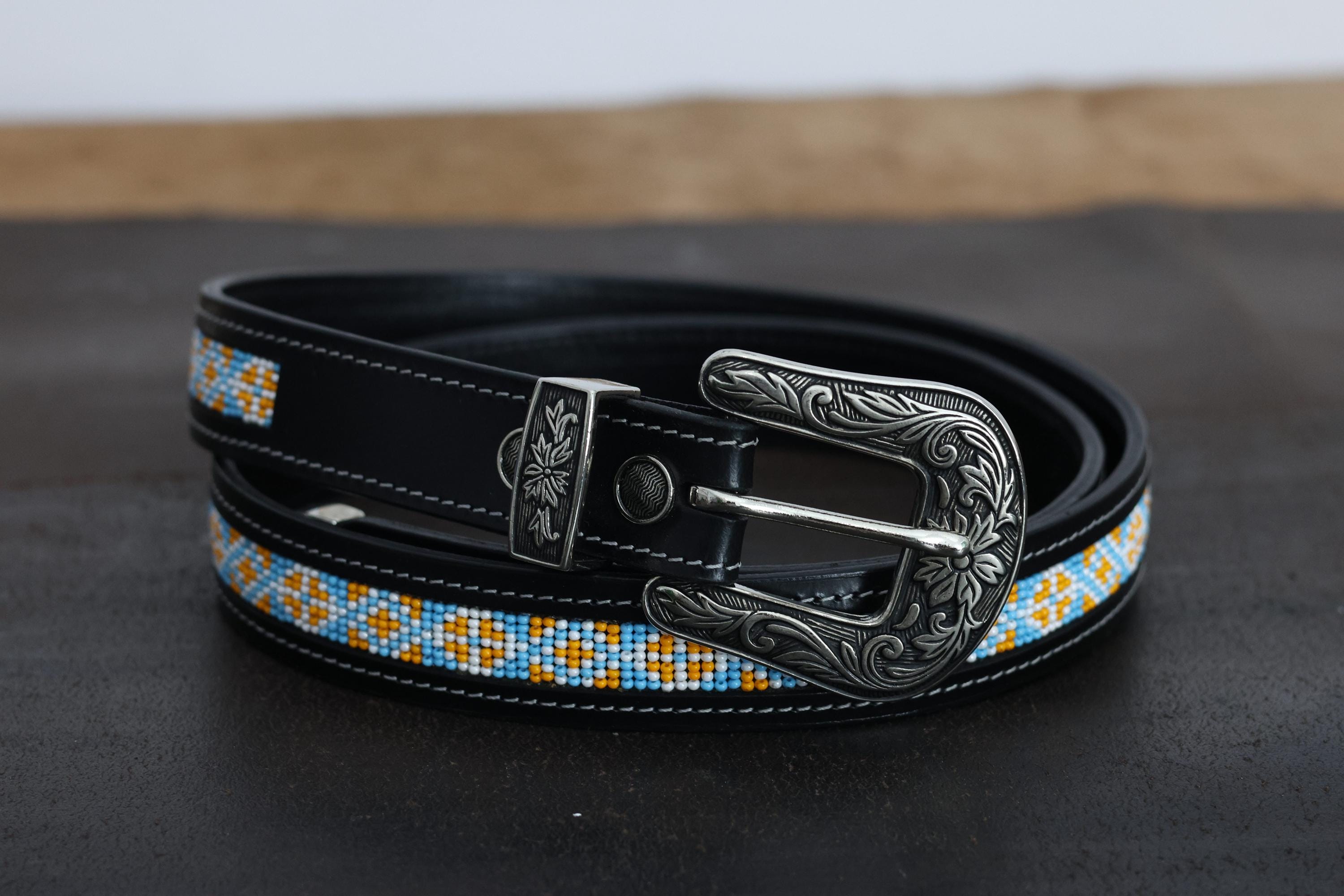 One if a kind artisan beaded belt Hand Beaded Belt - Southpaw Beadworks main image 2