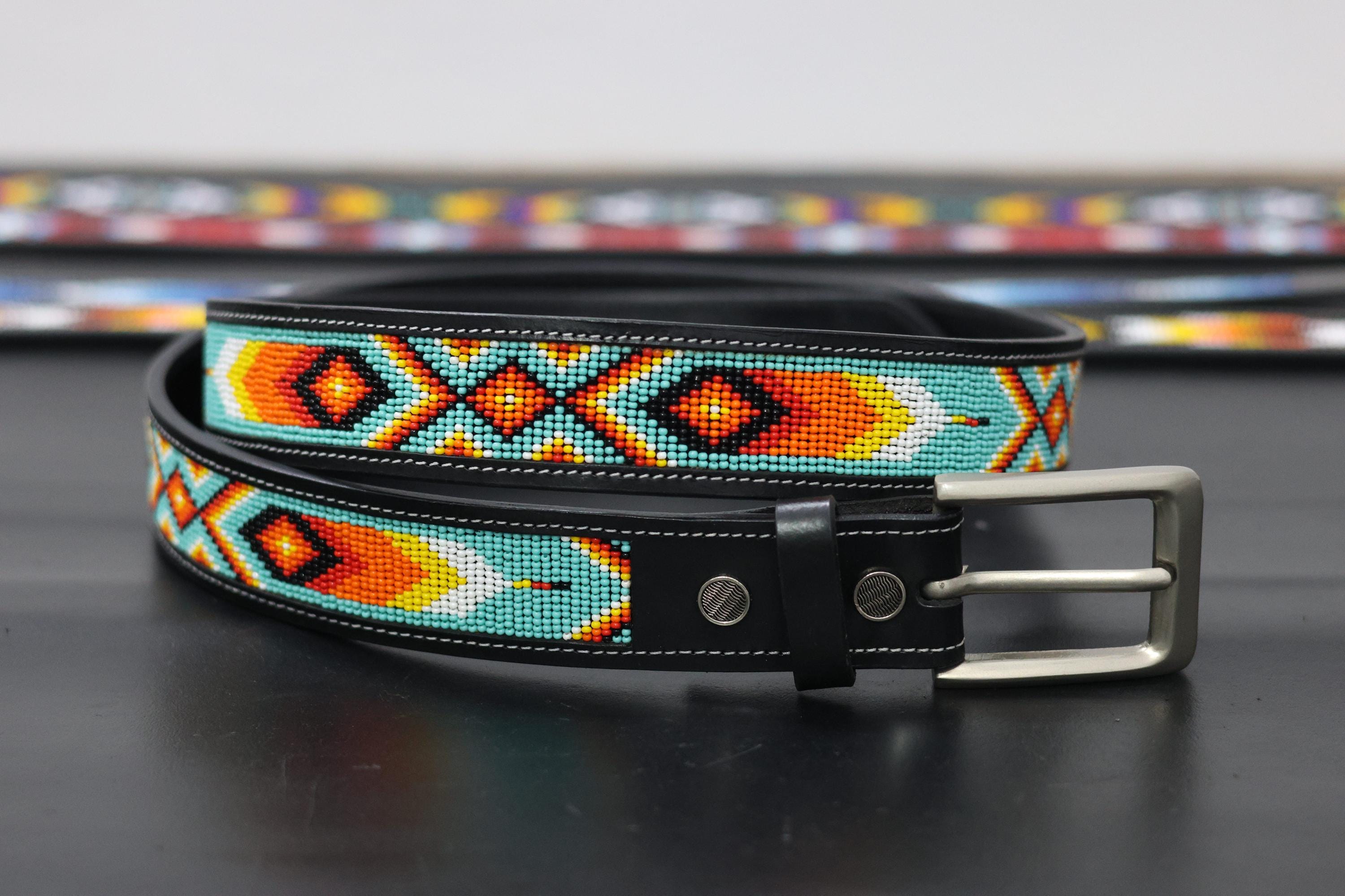 Turquoise Beaded Leather Belt | Custom Name Gift | Western  display picture 1