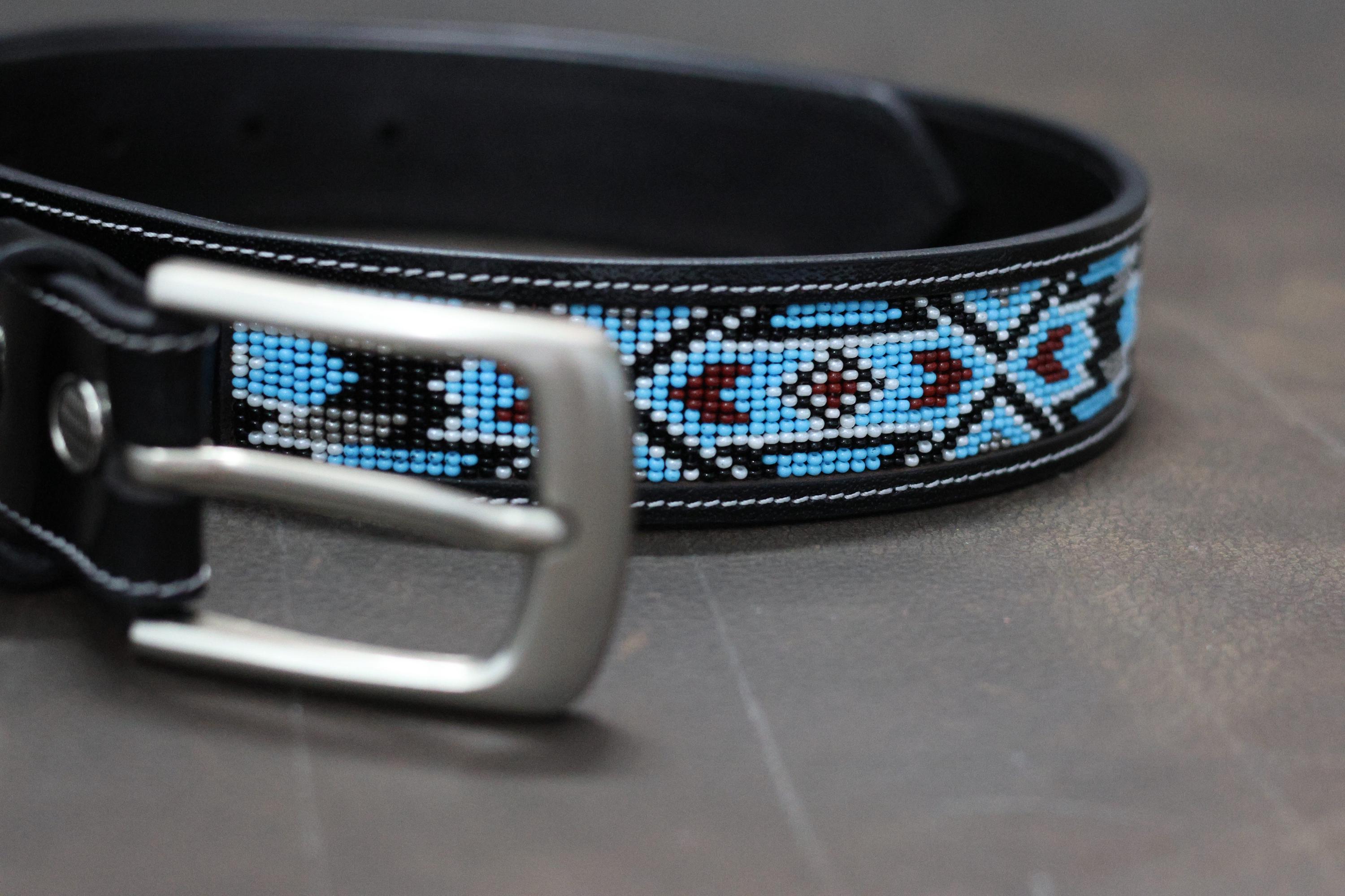 Handmade unisex Size 34 Turquoise and Brown Beaded Women\'s Belt WHIPPY Boho Turquoise Belt for Women Wax Rope Braided Waist  main image 3