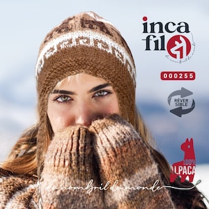 Peruvian hat  (Chullo) unisex, reversible, 2 designs and 2 colors in 1 hat 100% Alpaca, soft and warm