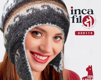 Gorro peruano (Chullo), tradicional de los Andes del Perú, 100% Alpaca