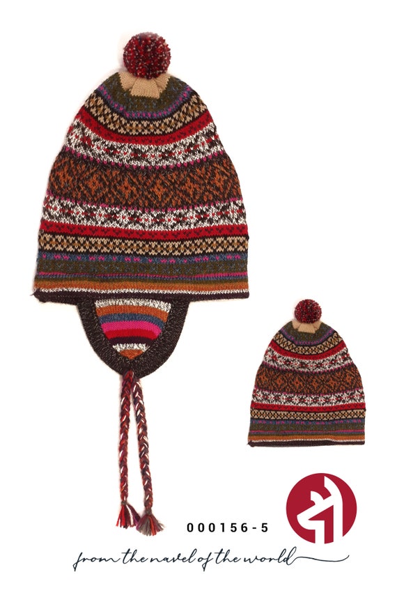 Luxury Peruvian Hat in Baby Alpaca, Multicolor, With Pompom  display picture 3