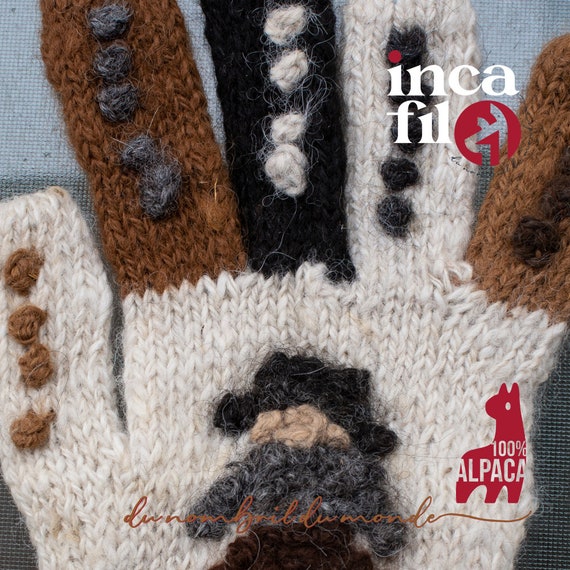 Exclusive Gloves, Handmade in 100% Alpaca, in Natural Colors  display picture 1