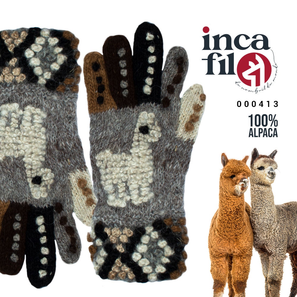 Exclusive Gloves, Handmade in 100% Alpaca, in Natural Colors  display picture 2