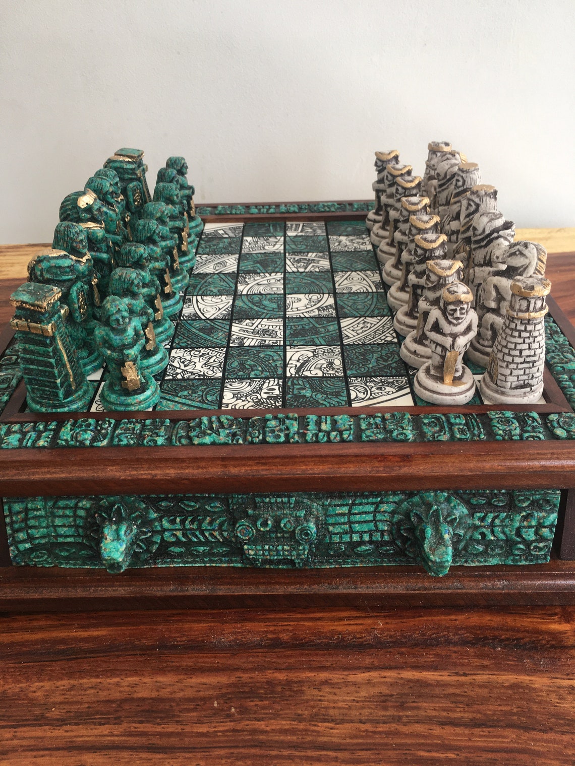 Chess set Culture of Mexico Artisan chess Aztec Chess Set Etsy