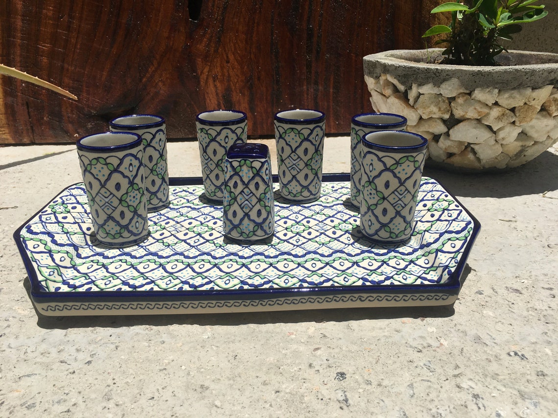 Tequila Decanter Set with 6 shot glasses salt shaker and Etsy