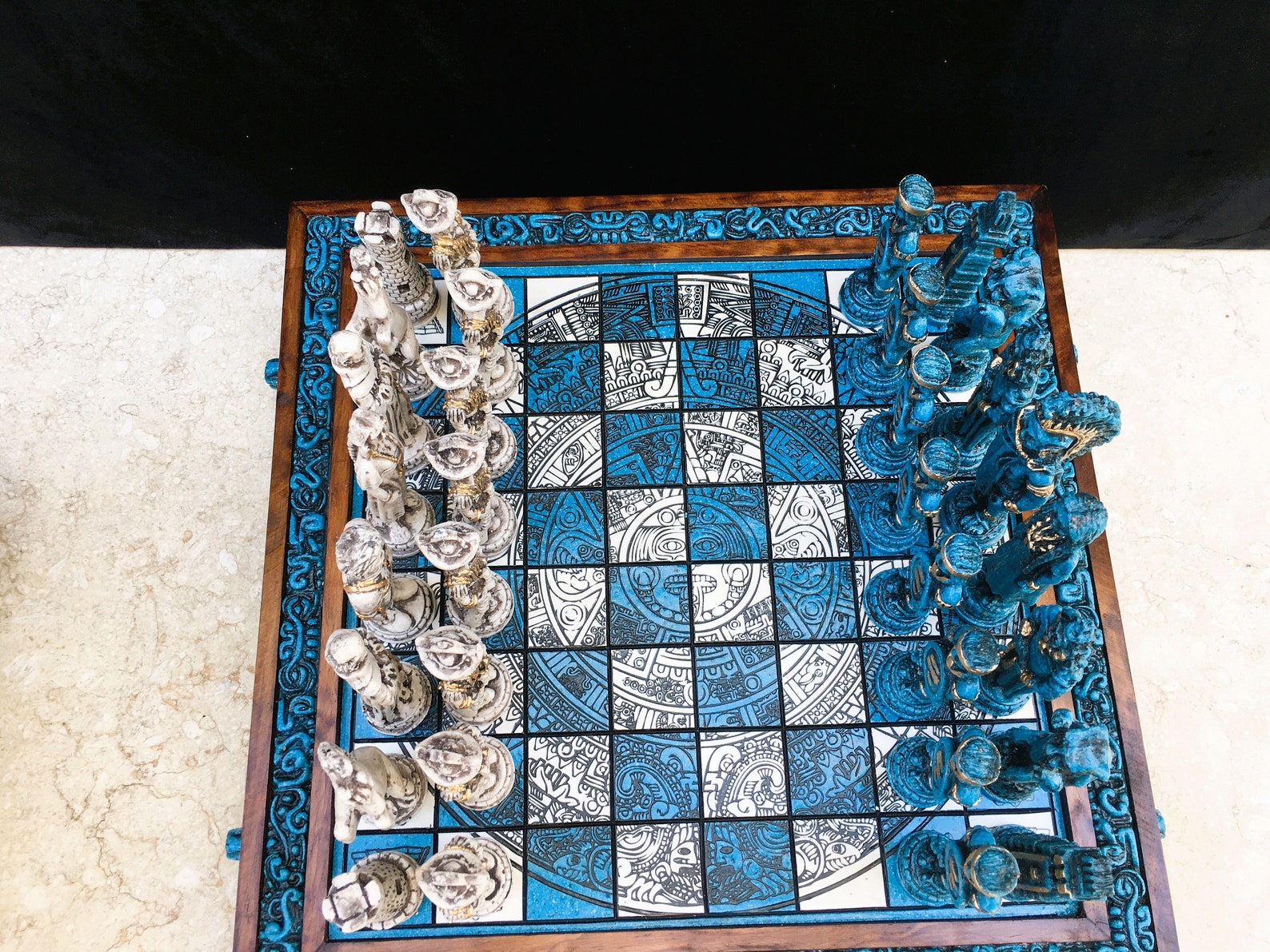 Handmade Wooden Chess Set Luxury Stone and Resin Chess - Etsy